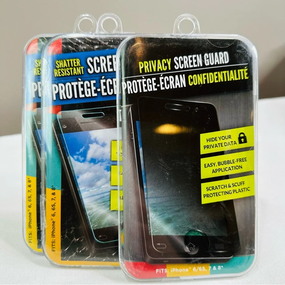 🎀 2 IPHONE SCREEN GUARDS 1 PRIVACY SCREEN GUARD FITS IPHONE 6, 6S, 7 & 8 📲